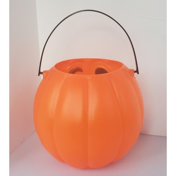 VTG Grand Venture Halloween Blow Mold 10" Orange Pumpkin Pail USA 1997 Bucket - Picture 4 of 8